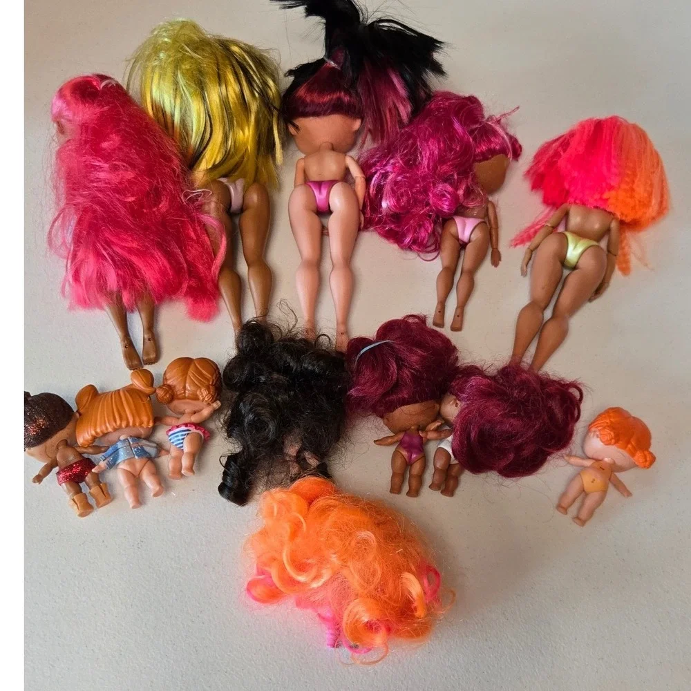 LOL Surprise OMG JK Tots Doll Lot 11pc MGA Mixed Fashion Dolls Pink Orange Hair